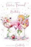 Cherry Orchard Fabulous Friend Birthday Card - Pretty Birthday Cocktails floral design from Beautiful Foil Finish