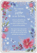 IC&G Special Sister Birthday Card - Happy Birthday Card with Sentimental Poem and Floral Dragonfly Border Design and a Foil Finish - Birthday Card for Women