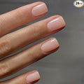 Nude Press on Nails Short Square Acrylic Short False Nails Coffin Natural Acrylic Fake Nails Set Elegant Solid Color Full Cover Glossy Gel Stick on Nail for Women Daily Wear 24 Pcs