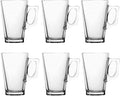 Straame - Set of 6 Latte Glasses, 240 ml Temperature Resistant - Stylish Coffee/Tea Cups, Hot Drink Cafe Mugs - Ideal for Ice Cream Latte, Espresso, Cappuccino & Hot Chocolate -Mugs with Handle
