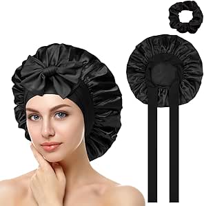 ACWOO Satin Bonnet - Soft Silk Hair Wrap for Sleeping, Night Cap with Elastic Band, Hair Care Head Cover for Women Girls Long, Straight and Curly Hair