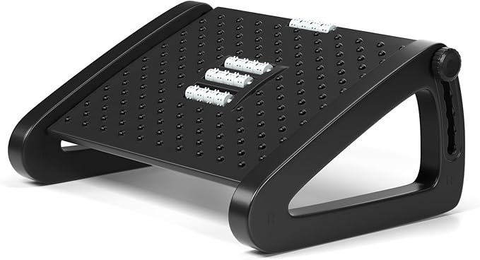 Office Foot Rest - Adjustable Height Footrest Under Desk - Ergonomic Foot Stool with Large Roller Massager for Office, Pressure Relief, Straightening The Hunchback, Father's Day Christmas Gifts