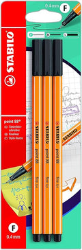STABILO point 88 - Fineliner - Pack of 3 - Black