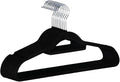 ANSIO Velvet Hangers 10 Pack - Non-Slip Ultra Thin Clothes Hangers with Tie Bar & 360° Swivel Hook - Space-Saving Wardrobe Storage Organiser for Coats, Suits, Dresses, Black