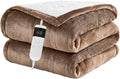 Heated Throw Electric Blanket, 10 Heating Settings, 1-8h Timer overheat Protection, Machine Washable, Flannel & Sherpa Full Body Warming, Electric Throw Blanket for Sofa