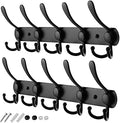 GlazieVault Coat Hooks for Wall - Stainless Steel Coat Racks (2 Pack) - Heavy Duty Coat Hook Wall Mounted - Premium Design Rust Free Coat Hanger for Clothes (Black Tri Pack 2)