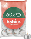 Bolsius D-Light Tea Lights - Pack of 60 - in Bag - Length Burning Time 6 Hours - Decorative Household Candles - White - Contains Natural Plant Wax - Without Palm Oil