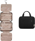 BAGSMART Hanging Toiletry Bag Travel Large Capacity Wash Bag Womens Makeup Cosmetic Bag, Travel Accessories for Full Sized Container (Medium-Black)