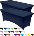 Utopia Kitchen Spandex Table Cloth 2 Pack [6FT, Navy] Tight, Fitted, Washable and Wrinkle Resistant Stretch Rectangular Patio Table Cover for Event, Wedding, Banquet & Parties [183Lx76Wx76H] cm