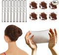 TonJin Brown Hair Nets for Buns Kit - 50PCS 50cm Ballet Bun Nets and 10 PCS U Shaped Bobby Pins, Individual Package, Elastic Edge Mesh for Girls Women Dance Catering Working