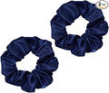 2 Pcs Velvet Scrunchies,Scrunchie for Women Soft Jersey Fabric Hair Scrunchie for Girls Bobble Elastic Hair Band Scrunchie Elastic Spring Ponytail Holder Bobbles Accessories,for Women Girls(Navy Blue)