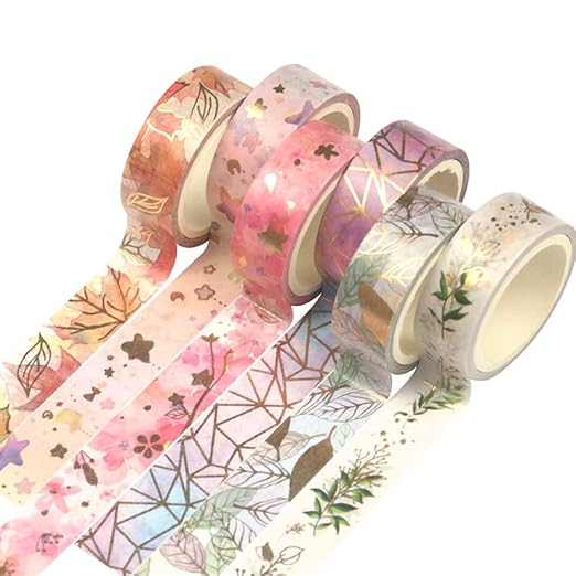 Yubbaex Washi Tape Set Decorative Tape Craft Supplies for DIY, Bullet Journal, Craft, Gift Wrapping, Scrapbooking (Fromantic 6 Rolls)