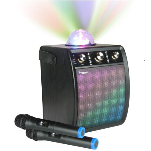 (2 x Wireless Mics) Moonbox Karaoke Machine with Wireless Microphone & Disco Light