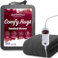 Slumberdown Comfy Heated Throw Blanket (130×160cm) - Snuggly Fleece Electric Electric Blanket with 10-Heat Settings & Timer | Energy Efficient (3p/hr), 2-Year Guarantee, Washable, Grey