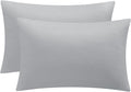 Aisbo Grey Pillow Cases 2 Pack - Light Grey Plain Standard Pillowcases Set of 2, Soft Microfiber Pillow Cover with Envelope Closure 50x75 cm