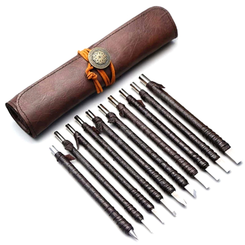 Stone Carving Tool Sets of 10, Tungsten Steel Kit for Soft Limestone Alabaster Wood, Chisel Set