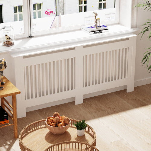 (XL(172 x 19x100cm), Vertical) 100cm Tall Radiator Cover Modern Cabinet MDF Slats Wood Grill