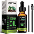 Organic Castor Oil,Pure Cold Pressed Castor Oil for Eyebrows,Eyelashes,Hair Growth,Nails,and Skin with 1 Set of Eyebrow&Eyeliner Brushes (10 ml)