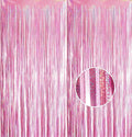 YAAVAAW 2pcs 3.2 x 8.3ft Glitter Pink Tinsel Curtain Foil Fringe Curtain Backdrop Party Streamers Curtain Photo Backdrop Decorations for Birthday School Graduation Hen Girls Party Decorations Pink