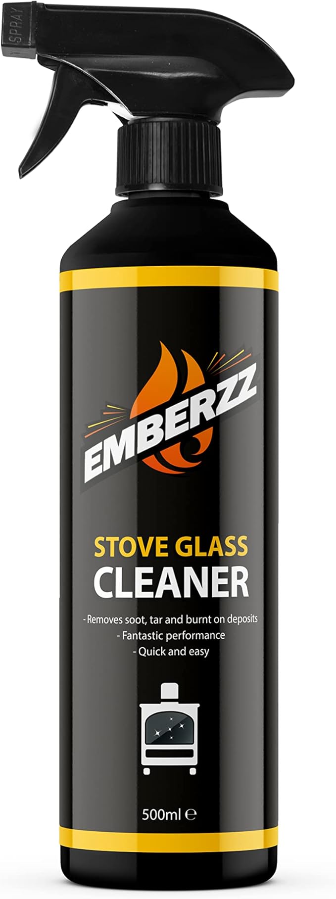 Stove Glass Cleaner - Dissolves Soot, Grease and Tar- Crystal Clear Glass - For Wood Log Burner - 500ml