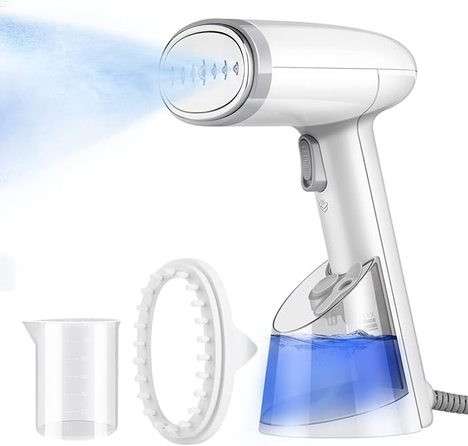 FMK Steam Presses Portable Clothes Steamer Handheld, Garment Steamer For Clothes & Steamer Clothing With 260ml Tank Travel Steamers For Clothes For Travel, Curtain, Dress Vertical White-yellow