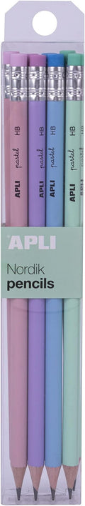 APLI 18824 – Pack of 8 Graphite HB Pencils with Rubber Top – Pastel Colours