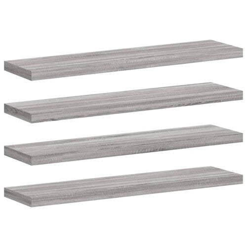 vidaXL Grey Sonoma 4-Piece Floating Wall Shelves - Engineered Wood Wall Rack, 15 kg per shelf, 40  10 cm each