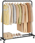SONGMICS Clothes Rack, Garment Rack on Wheels, Coat Rack, 2 Lockable Wheels, Bedroom, Holds up to 50 kg, 38 x 110 x 141.5 cm, Ink Black HSR016BH01
