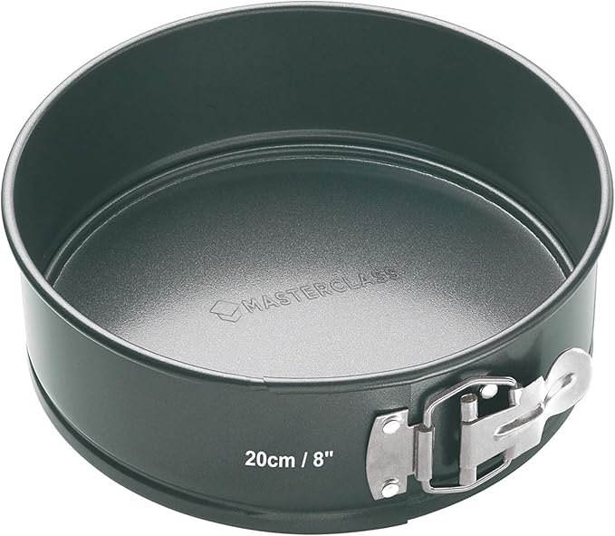 MasterClass 2 cm Springform Cake Tin with PTFE, PFOA and BPA Free Non Stick, Robust 1mm Thick Carbon Steel and Loose Base, 8 Inch Round Pan, Grey