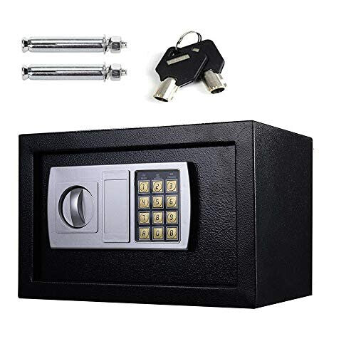 Fireproof 8.5L Electronic Password Safe â€“ Wall-Mounted Deposit Box with Digital PIN & Override Key, Solid Steel, Anti-Theft