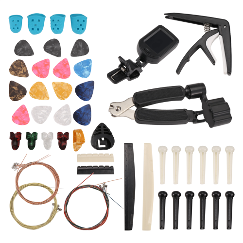 65 PCS Guitar Accessories Kit with Guitar Strings, Tuner, Capo, Picks