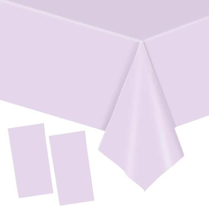 137x274cm Baby Purple Plastic Table Cloth Table Cover,2pcs Light Purple Party Table Cloths Tablecover Table Decoration,Tablecloth Party for Kids Adults Girls Birthday Picnic,Dining,Wedding,Baby Shower