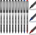 Shuttle Art Rollerball Pens, 10 Pack (8 Black, 1 Blue, 1 Red) 0.5mm Liquid Ink Pens, Quick Drying & Long Lasting Extra Fine Point Pens for Writing, Journaling, Notes Taking School Office Supplies