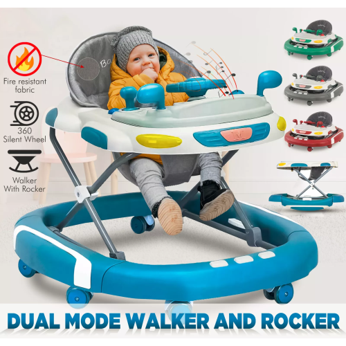(Blue) 2-in-1 Baby Walker for Boys and Girls