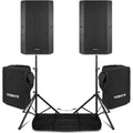Vonyx VSA150S 15" Active DJ Speaker Set with Bluetooth, Stands & Protective Covers - 1000W Portable Powered PA System for Live Events
