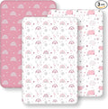 Next to Me Crib Sheets 85x51cm Fitted, 3 Pack Baby Cot Sheets, Ultra Soft & Silky Smooth Microfiber Bedside Crib Fitted Sheets Pink Rainbow