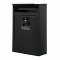 Lockable Black Steel Wall Mounted Postbox