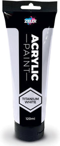Zieler Titanium White Acrylic Paint | 120ml Easy Squeeze Tube