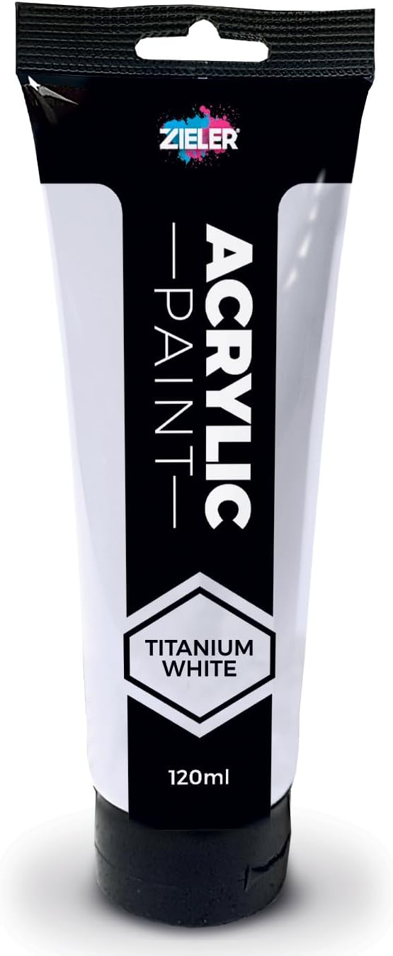 Zieler Titanium White Acrylic Paint | 120ml Easy Squeeze Tube