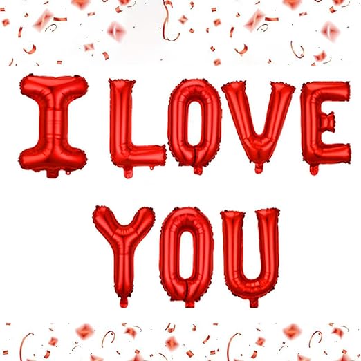 I LOVE YOU Foil Balloons,16inch Red Foil Balloons for Valentines Day Anniversary Party