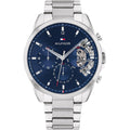 Tommy Hilfiger 1710448 Baker Men's Watch - Blue Dial, Stainless Steel, Quartz Multifunction, 43.5mm, 5 ATM
