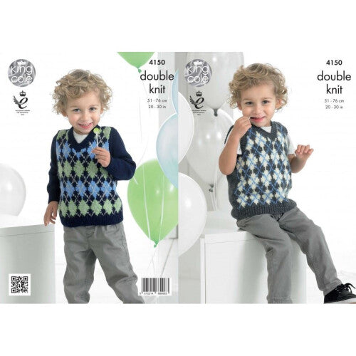 King Cole Comfort Knitting Pattern 4150 Kids 20 - 30 Inches