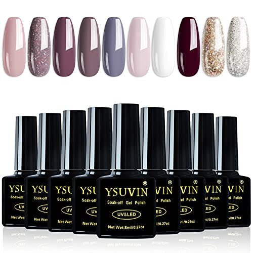 10pcs Nail Gel polish Candy series Set 10 colors Soak off UVLED Gel Nail Polish Long Lasting Gel Varnish Manicure Set 8ml x10pcs LIGHTGLITTER