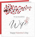 Valentines Card For Wonderful Wife Valentine's Day Cards On Thick Hammered Textured Card With Red Envelope Valentines Card Wife