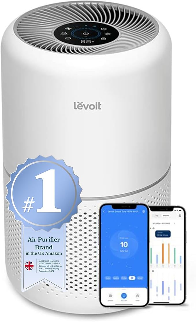 Levoit Smart HEPA Air Purifier for bedroom home 108 m², CADR 258 m³/h, Laser Air Quality Sensor with Auto Sleep Mode, Alexa & App Control, Remove 99.97% Pollen/Dust/Odour, Core 300S
