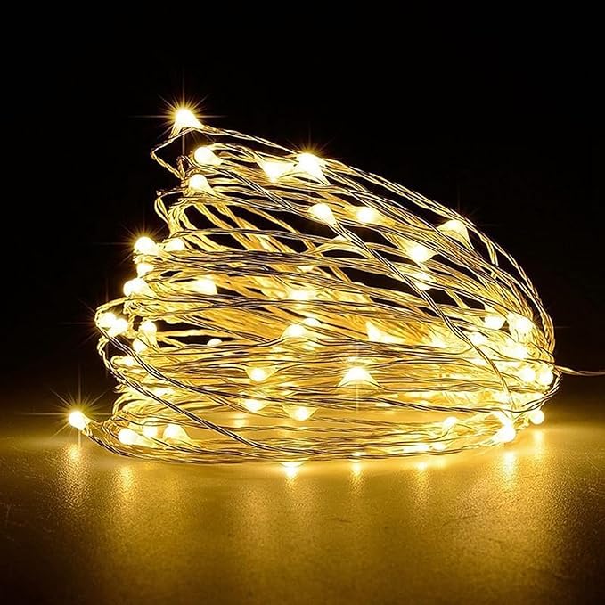 Jsdoin Fairy Lights, 50 LED Battery Operated String Lights Copper Wire Light for Indoor Outdoor Lighting, Bedroom, Wedding Decor, Party, Christmas, Tree Decoration(5M/16ft,WarmWhite)[Energy Class A]