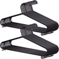 25 Pack Adult Plastic Coat Hangers Black Colour, Strong Clothes Hangers for Clothes Rail & Closet, Clothing Hanger with Suit Pants Trouser Bar and Clips, Space Saving By AEROLUGG