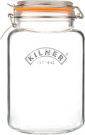 Kilner Square Clip Top Jar 3L (3000ml) Airtight Glass Jar for Preserving Whole Fruits Vegetables and Storing Cereals Pasta Nests Pet Biscuits
