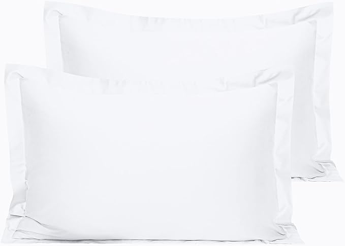 NTBAY 2 Pack 500 Thread Count 100% Egyptian Cotton Oxford Pillowcases, Super Soft and Breathable Euro Standard Pillow Cases | Hotel Quality Pillow Shams, 50x75 cm, White