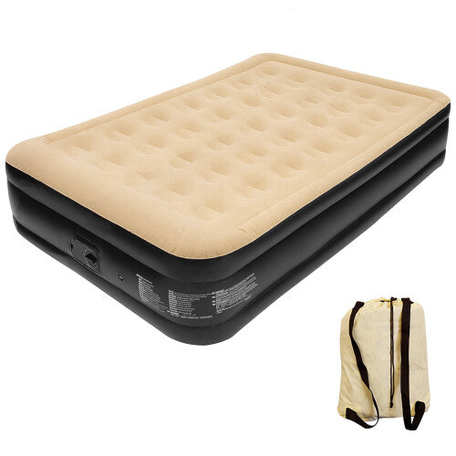 Queen Size High-Raised Inflatable Air Bed with Built-in Pump - Easy Inflate, Outer Perimeter Stability, 80 x 60 x 18.5 in